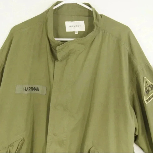 Moussy Army Green Military Style Light  Long Jacket - Picture 2 of 3